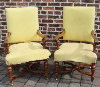 Pair of X framed armchairs for re-upholstery