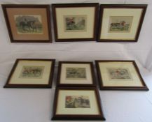 7 hand coloured hunting prints including Leech 'Mr Jorrocks Wants Twenty", "Mr Sponge Declares