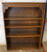 Carved oak book case, 125cm x 92cm