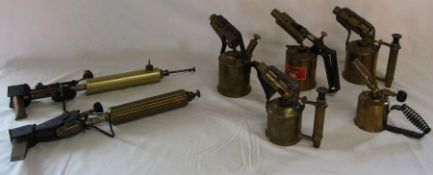 5 Swedish blow lamps, including Sievert, and 2 soldering tools