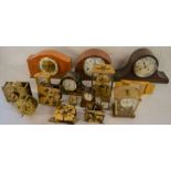 Various mantel clocks & clock parts (2 boxes)
