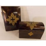 Victorian coromandel domed box & blotting book cover with applied brass mounts
