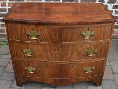 Georgian reproduction bow fronted chest of drawers in two sections, W91 x D48 x H78cm