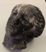 Large concrete lady's head - a copy of an original statue approx. H 28cm - W 30cm