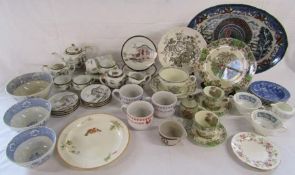 Copeland Spode, Royal Tudor ware, Coalport Revelry, Hayasi Kutani tea set (majority showing damage),