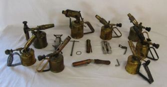 8 Swedish blow lamps and other miniature torches and accessories