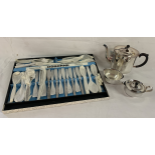 Viners Lady Hamilton coffee set and boxed canteen of cutlery by Osbornes of Sheffield