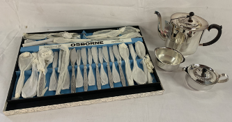 Viners Lady Hamilton coffee set and boxed canteen of cutlery by Osbornes of Sheffield