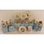 Border Fine Arts Beatrix Potter figures and Wedgwood breakfast pots also a Queen's Tiggywinkle mug