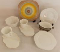 Shelley white tea sets and a coloured Shelley plate