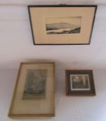Framed etching depicting "Loch Lochy" by R. F. King, framed limited edition print of candles