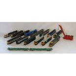 Selection of 00 gauge Triang and Hornby trains, crane and container wagon