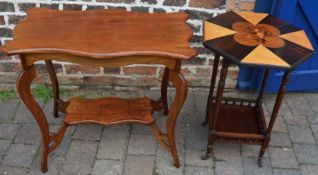 Inlaid octagonal table and an Edwardian occasional table