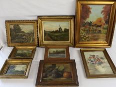 Selection of 19th / 20th century watercolours / oil paintings in decorative frames by unknown