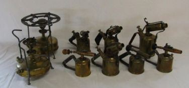 2 large stove burners and a selection of 7 blow lamps including 4 by Sievert