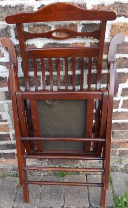 Edwardian mahogany folding campaign chair with cushioned seat - Image 3 of 3