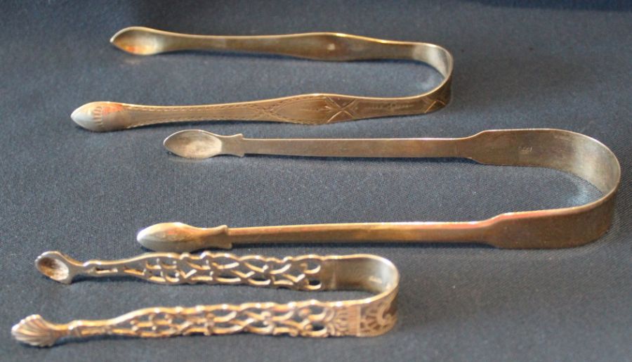 2 Georgian silver sugar tongs, Paul & Ann Bateman, London 1797 & 1811 and one other pair of silver - Image 3 of 3