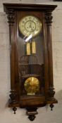 Vienna regulator clock with a twin train weight driven movement Ht 104cm