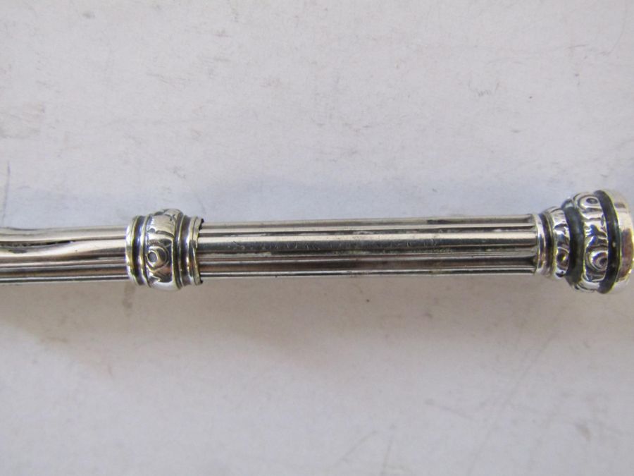 S. Mordan & Co white metal and a silver possibly William Manton 1990 retracting tooth picks - Image 2 of 4