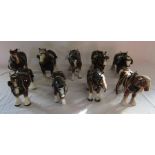 9 large ceramic working horses with harnesses