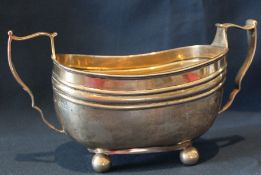 Large Victorian twin handled silver sugar bowl, possibly Thomas Bradbury, London 1898, 8.26ozt