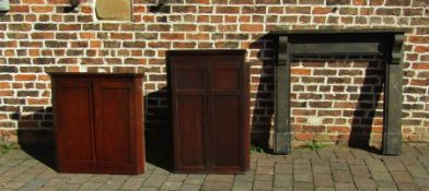 2 Georgian oak corner cupboards and wooden fire surround