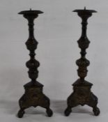 Pair of large pricket candlesticks