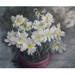 James Arundel (1875-1960) oil on canvas depicting still life of white flowers 1952, 72.5cm x 62.5cm
