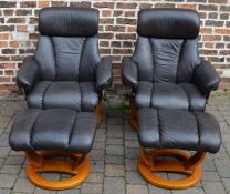 2 La-Z-y Boy style recliner chairs and foot stools