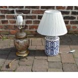 Oriental table lamp and blue and white table lamp