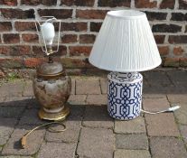 Oriental table lamp and blue and white table lamp