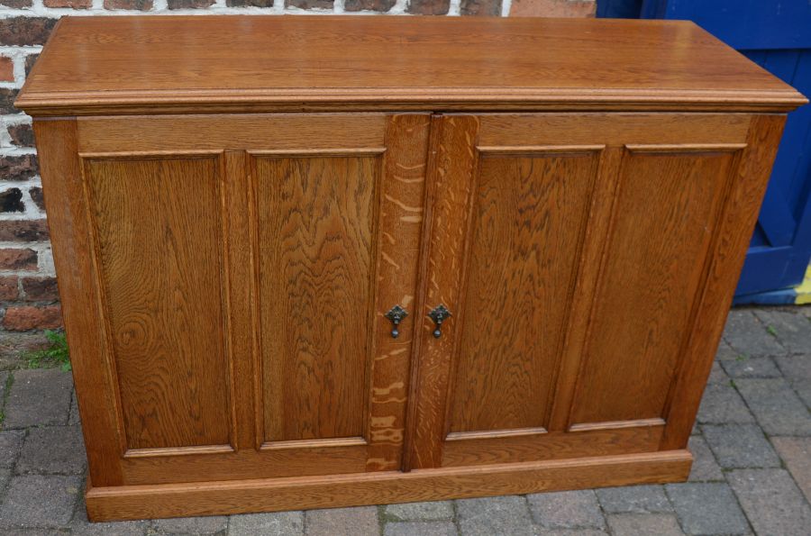 Handmade oak record cabinet, W132 x D45cm