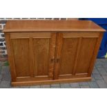 Handmade oak record cabinet, W132 x D45cm