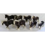 8 large ceramic working horses