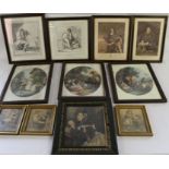 Pair of black and white prints after Bartolozzi in Hogarth frames and two others:- Thomas Earl of