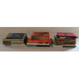 Selection of antique and collectable themed books, 5 map books and 2 mounted reproduction railway