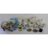Eternal Bow coffee pot, teapot, jugs, Shelley vase, Spode Gothic coffee pot, Royal Doulton plates,