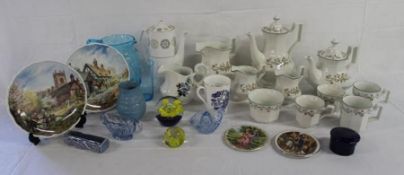 Eternal Bow coffee pot, teapot, jugs, Shelley vase, Spode Gothic coffee pot, Royal Doulton plates,