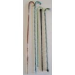 5 glass canes - heavy clear glass walking stick with outer red and white spiralling canes and
