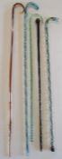 5 glass canes - heavy clear glass walking stick with outer red and white spiralling canes and