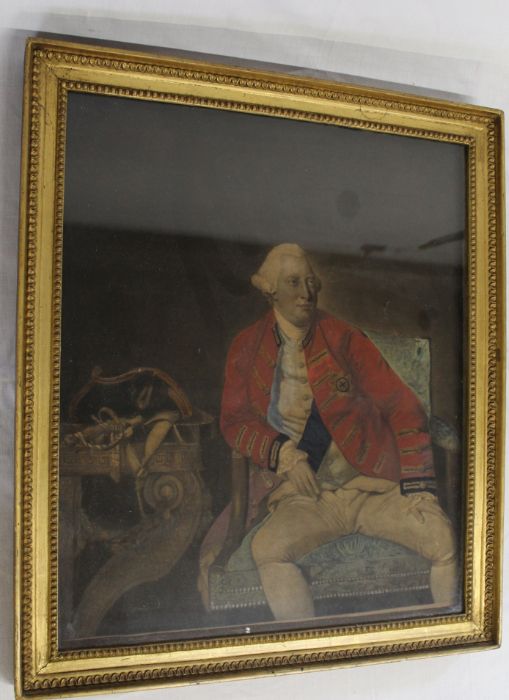 Gilt framed hand coloured 19th century print depicting George III after Zoffany - Robert Sayer - Image 2 of 2
