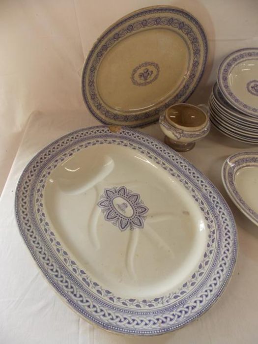 E F Bodley & Son 'Prince William' dinner service including meat plate and tureens with - Image 2 of 5