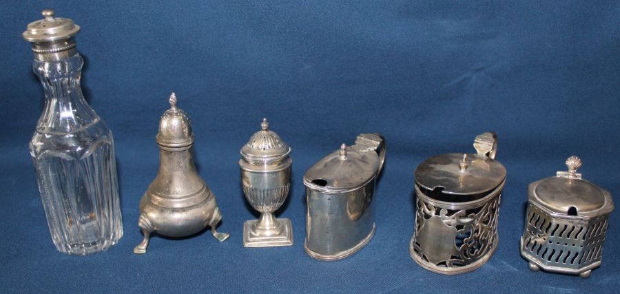 Silver part cruet sets / vinegar with silver lid, 8.26ozt weighable silver