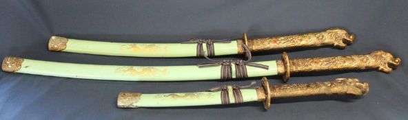 3 "Ancient Warrior" Samurai type display swords