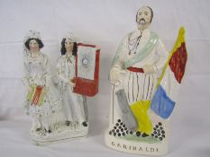 Garibaldi Staffordshire flat back and another depicting male and female musicians