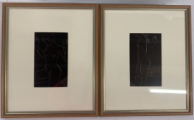 Pair of Eric Gill female nude engravings from 25 nudes published by Hague & Gill circa 1938