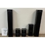 Radius speaker set, including 2 large Radius 250HD speakers, 2 Radius 90HD and 1 Radius 180HD and
