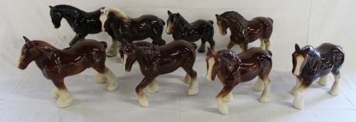 8 large ceramic working horses