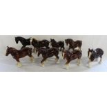 8 large ceramic working horses