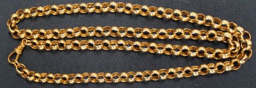 9k gold large curb chain necklace, 36.5g Length 21in